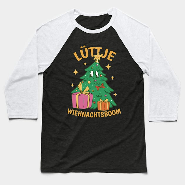 Lüttje Wiehnachtsboom Low German Baseball T-Shirt by DormIronDesigns